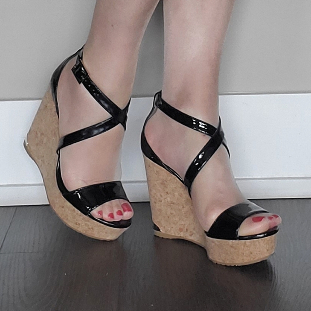 👑 HOST PICK 👑 🔥NEW🔥 Jimmy Choo 120 Portia Cork Wedge Sandals - Picture 6 of 15